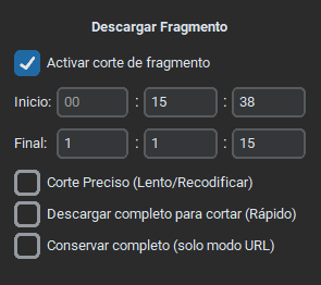Interfaz Corte de Fragmento